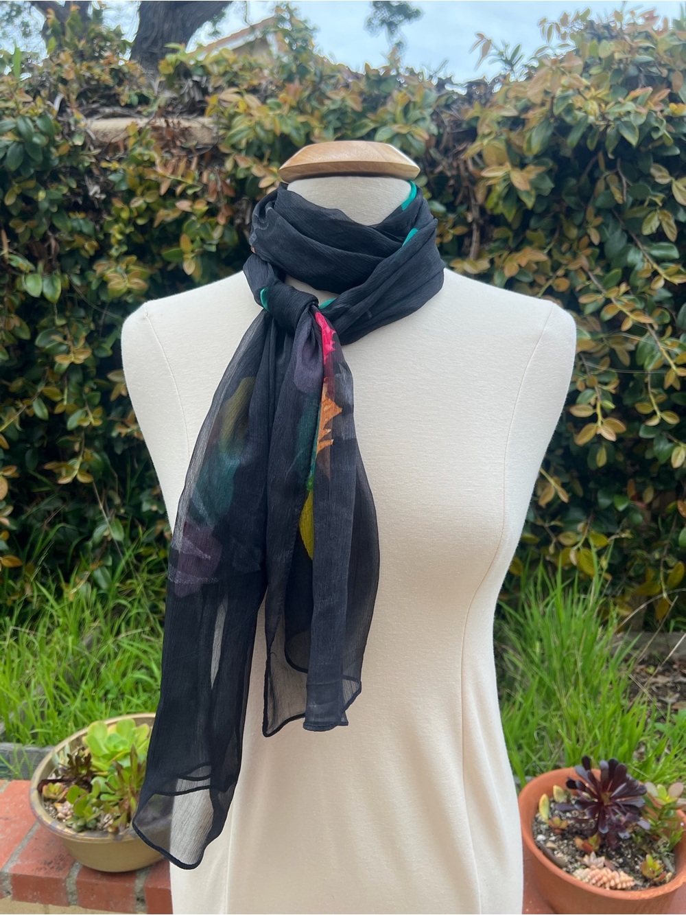 Lightweight Black silk Scarf